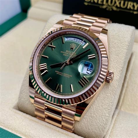 rolex day date rose gold green look a llike|rolex day date reference 228235.